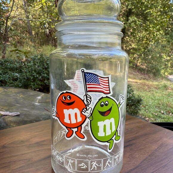 1983 M&M's Los Angeles Olympic Games Commemorative Jar w/ Lid Anchor Hocking - Picture 1 of 7
